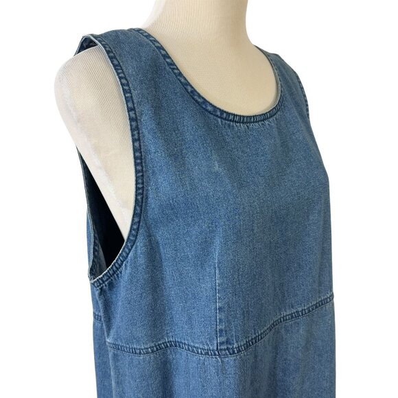 Original TY Wear Blue Denim Dress Size 12 Modest Long Side Button Jumper - Picture 2 of 7